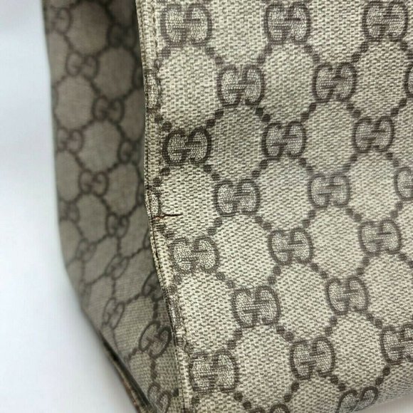 Gucci Jackie GG Supreme Canvas Ivory Leather Large Tote Computer Hand Bag Auth - Picture 6 of 12
